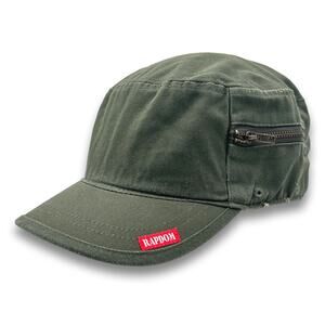 Army Cadet Hat Distressed Round Top BDU Baseball Castro Cap With Zippered Pocket
